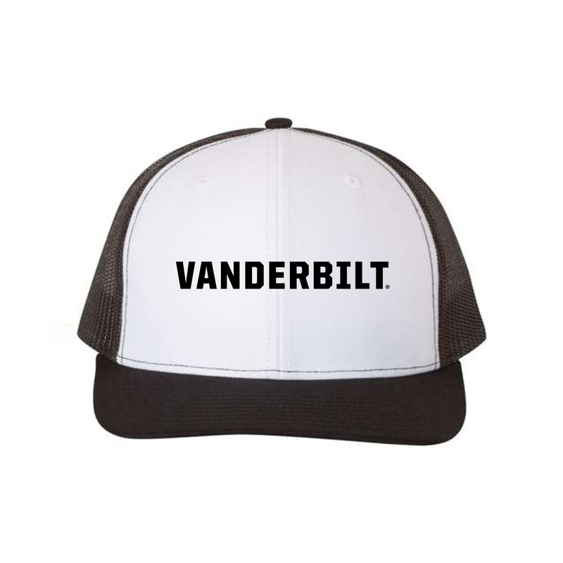 The Vanderbilt Word Logo Embroidered | White-Black Richardson Trucker Cap