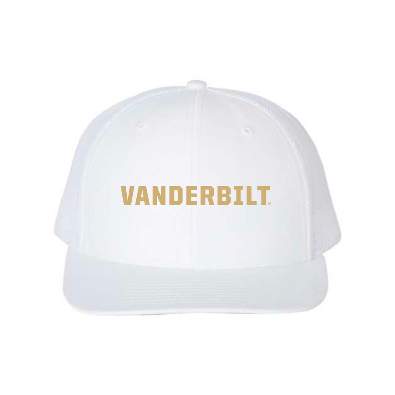 The Vanderbilt Word Logo Embroidered | White Richardson Trucker Cap