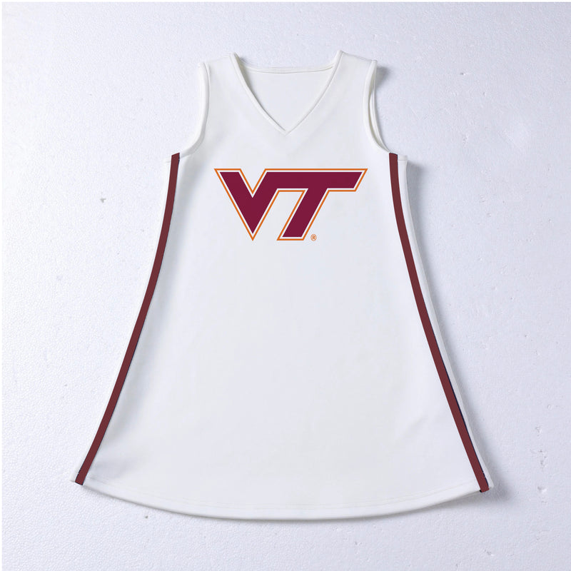 The Virginia Tech | White V-Neck Cheer Dress