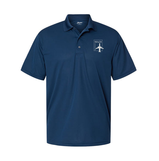 The Vintage Delta Stamp | Embroidered Navy Performance Polo
