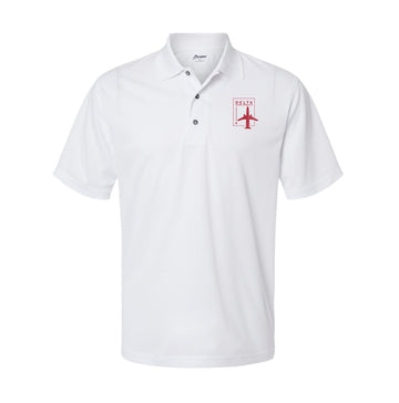 The Vintage Delta Stamp | Embroidered White Performance Polo