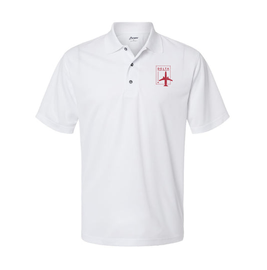 The Vintage Delta Stamp | Embroidered White Performance Polo