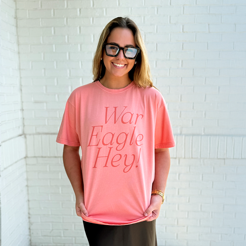 The War Eagle Hey! | Adult Oversized Coral Tee