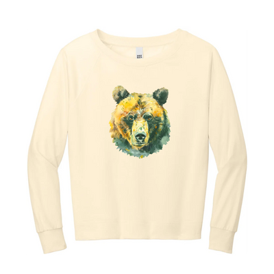 Watercolor Bear Green & Gold | Gardenia Lightweight Crewneck