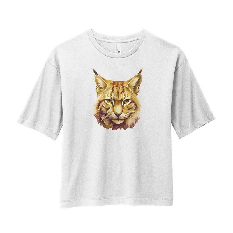 Watercolor Bobcat Maroon & Gold | White Boxy Tee