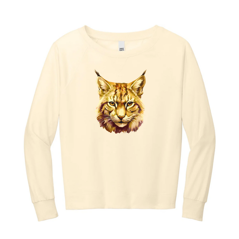 Watercolor Bobcat Maroon & Gold | Gardenia Lightweight Crewneck