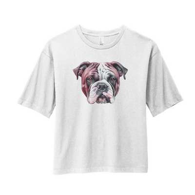 Watercolor Bulldog Maroon & White | White Boxy Tee