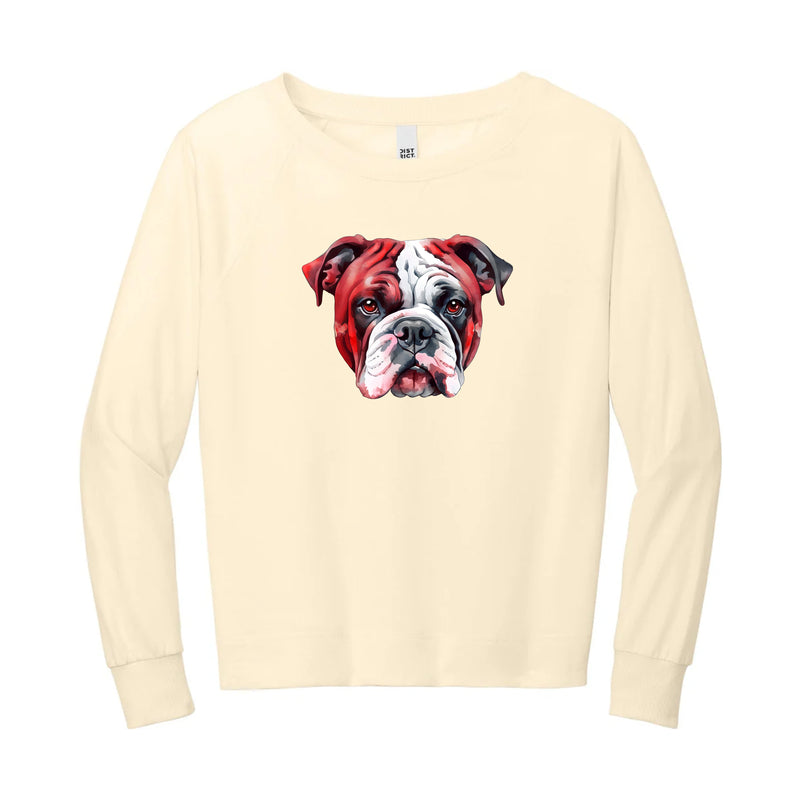 Watercolor Bulldog Red & Black | Gardenia Lightweight Crewneck