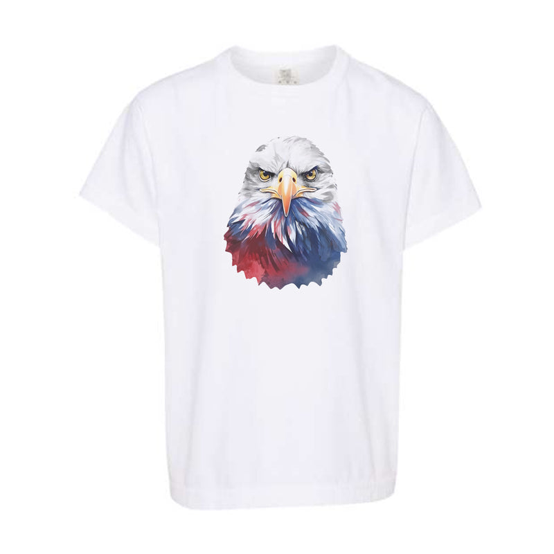 Watercolor Eagle Red & Blue | Youth White Tee