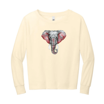 Watercolor Elephant Crimson & Grey | Gardenia Lightweight Crewneck