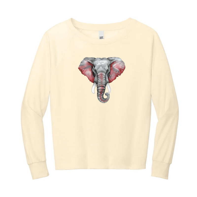 Watercolor Elephant Crimson & Grey | Gardenia Lightweight Crewneck