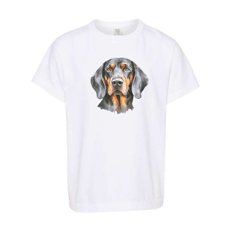 Watercolor Hound Dog Orange & Grey | Youth White Tee