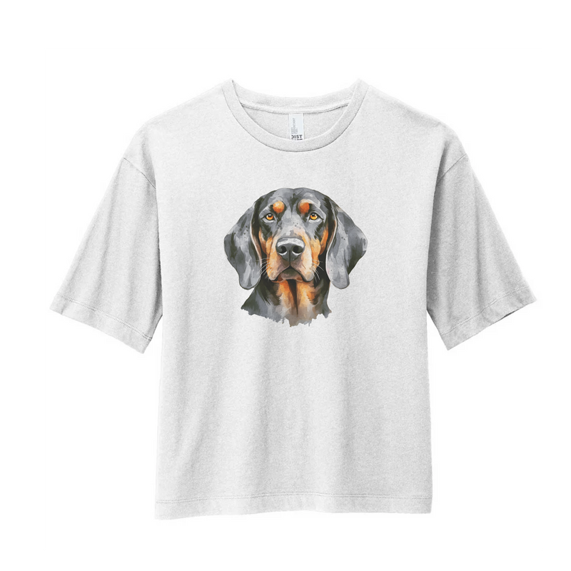 Watercolor Hound Dog Orange & Grey | White Boxy Tee