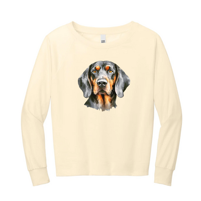 Watercolor Hound Dog Orange & Grey | Gardenia Lightweight Crewneck