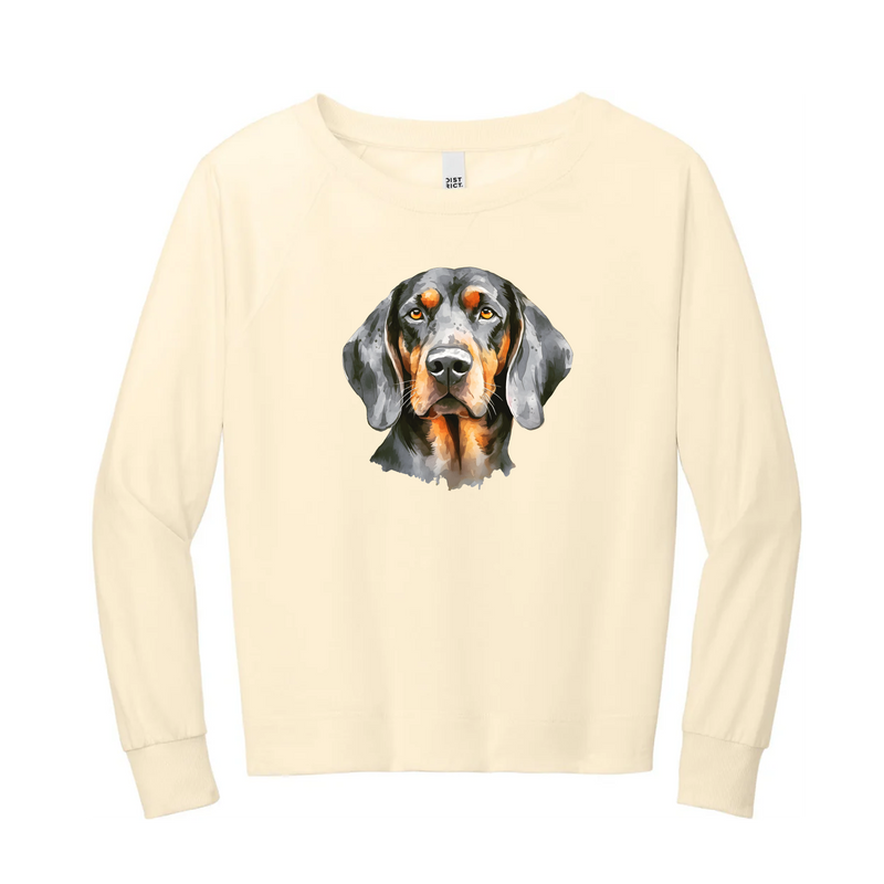 Watercolor Hound Dog Orange & Grey | Gardenia Lightweight Crewneck