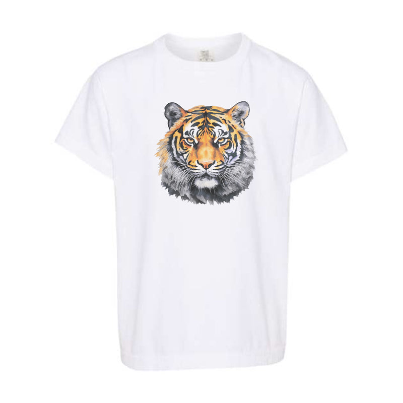 Watercolor Tiger Gold & Black | Youth White Tee