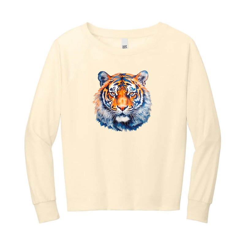 Watercolor Tiger Orange & Blue | Gardenia Lightweight Crewneck