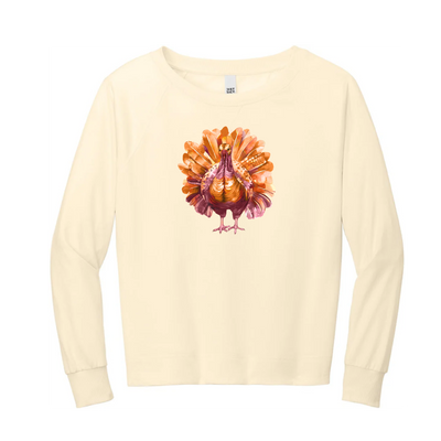 Watercolor Turkey Maroon & Orange | Gardenia Lightweight Crewneck