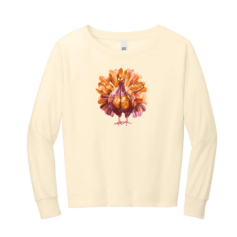 Watercolor Turkey Maroon & Orange | Gardenia Lightweight Crewneck