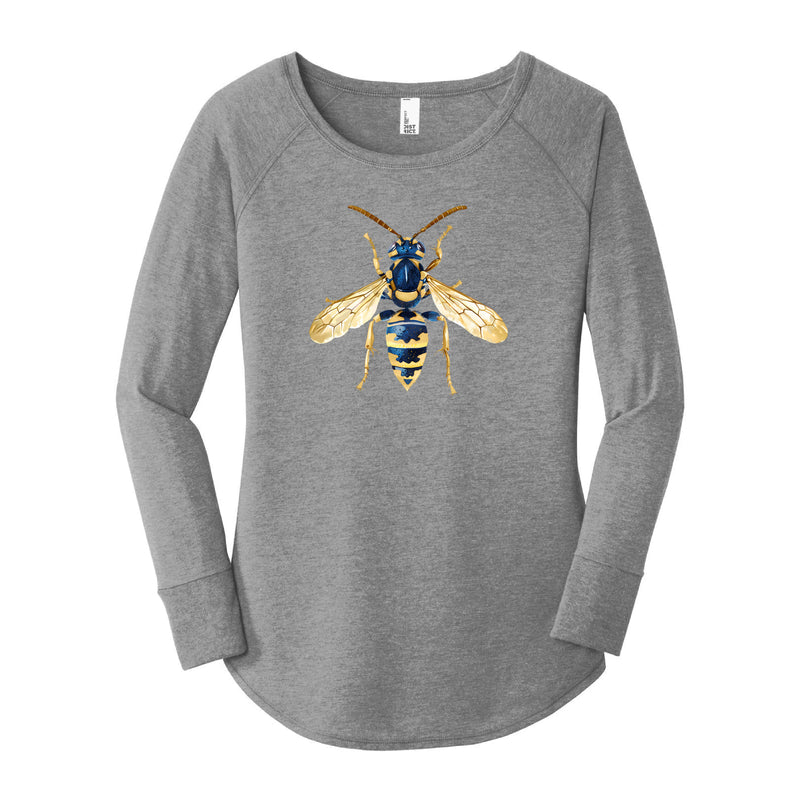 Watercolor Yellow Jacket Navy & Gold | Grey Frost Long Sleeve Tunic Tee