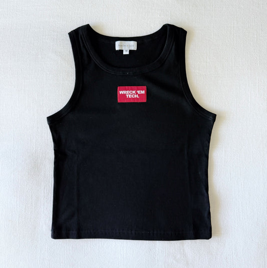 The Alli Ribbed Tank Wreck Em Tech Woven Label | Black