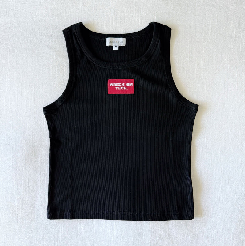 The Youth Black Liz Nylon Tank | Wreck Em Tech Woven Label