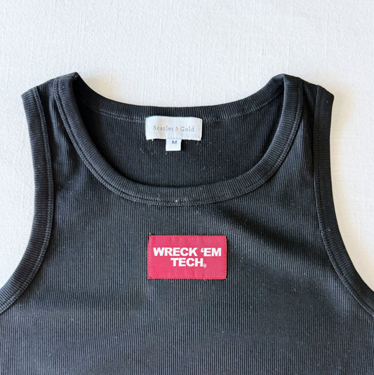 The Alli Ribbed Tank Wreck Em Tech Woven Label | Black