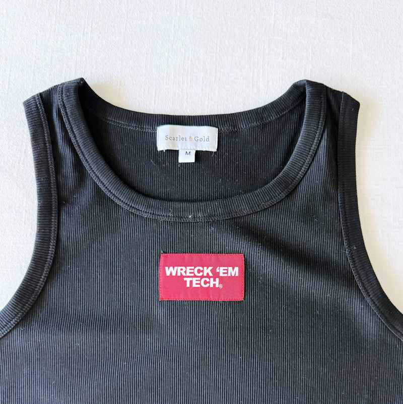 The Youth Black Liz Nylon Tank | Wreck Em Tech Woven Label