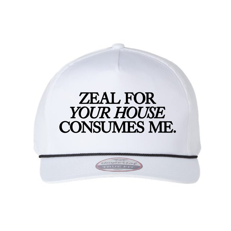 The Zeal for Your House | Embroidered White/Black Cap