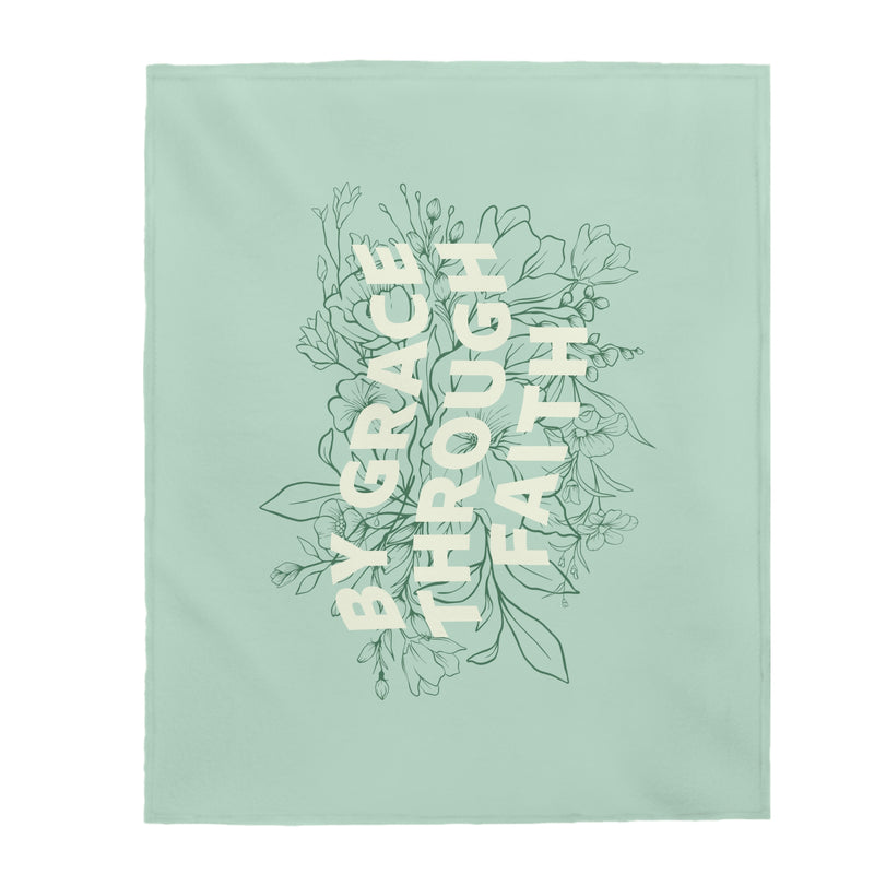 The Grace Through Faith Floral | Velveteen Plush Blanket
